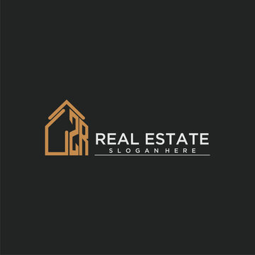ZR initial monogram logo for real estate design