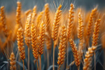 Fototapeta premium Vibrant close-up of golden wheat stalks