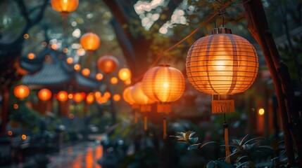 Festive paper lanterns casting a warm glow over the celebration