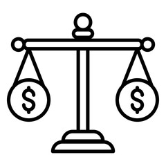 Economic stability icon with scales and dollar