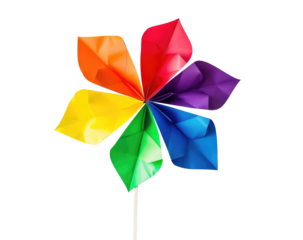 Colorful Origami Paper Windmill Isolated On transparent Background