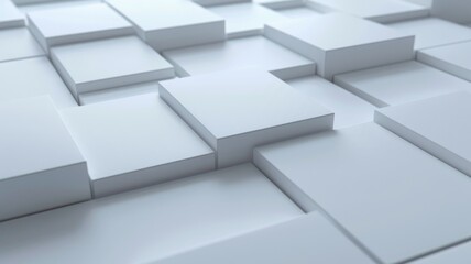 Abstract white square block pattern - Close-up view of a symmetric pattern of white 3D blocks creating a clean and minimalistic design