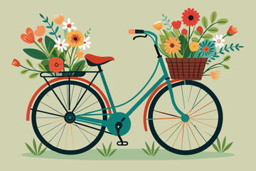 Fototapeta na wymiar bicycle carrying wildflowers on basket