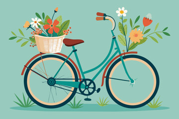 Fototapeta premium bicycle carrying wildflowers on basket