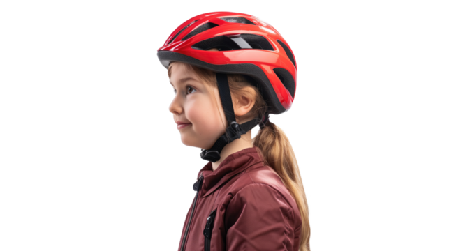 Portrait of a playful funny kid in a safety helmet on transparent - Powered by Adobe