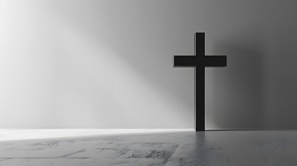 Naklejka premium Minimalist cross in front view, solemnly standing against blank background.