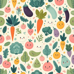 fruit and vegetables themed  Colorful cute baby and children patterns