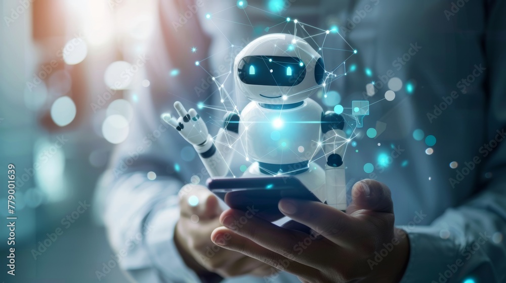 Aufkleber robotic application, digital chatbot, conversation assistant, artificial intelligence, customer serv