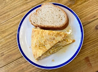 Spanish omelette on a dish (traditional Spanish food)