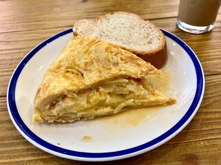 Spanish omelette on a dish (traditional Spanish food)