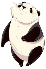 A cartoon panda is standing up and looking at the camera