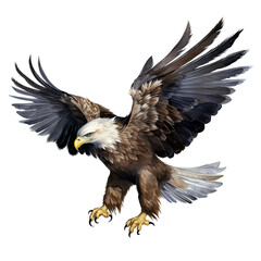 AI-generated watercolor flying Eagle clip art illustration. Isolated elements on a white background.