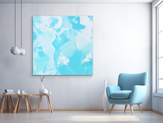 Sky Blue and white flat digital illustration canvas with abstract graffiti and copy space for text background pattern 