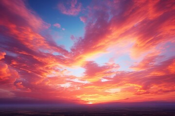 A vivid sunset sky with bright red and yellow clouds