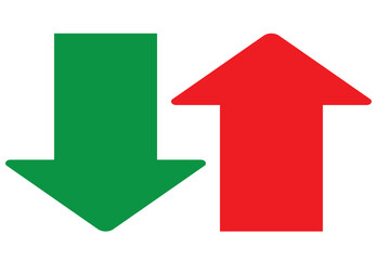 Green Up and Red Down Arrow Icons with Rounded Edges. Vector Image
