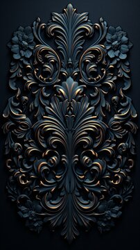 Black and gold intricate floral ornament