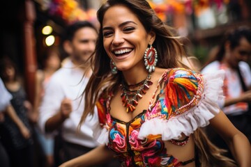 Vibrant Colombia celebration, joyful festivities and colorful cultural tradition of colombian culture, lively spirit and rich heritage of south America's vibrant nation. - obrazy, fototapety, plakaty