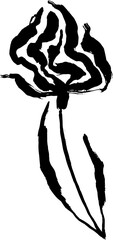 Dry Bruch Grunge Poppy Flower Silhouette