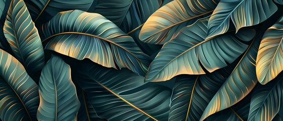 Lush Banana Leaves in Moody Hues for Elegant Decor. Concept Banana Leaves, Moody Hues, Elegant Decor, Lush Greenery, Tropical Vibes