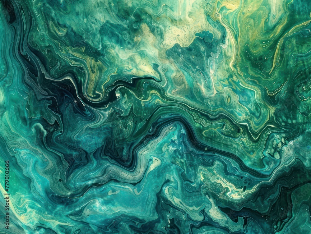 Aufkleber fluid art abstract background with swirling patterns of turquoise and emerald green
