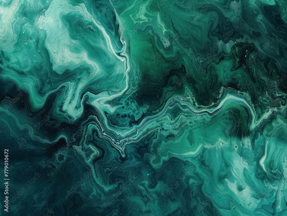 Aufkleber Fluid art abstract background with swirling patterns of turquoise and emerald green