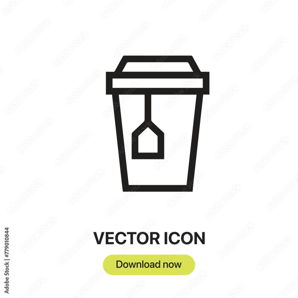 Poster tea icon vector. linear-style sign for mobile concept and web design. tea symbol illustration. pixel