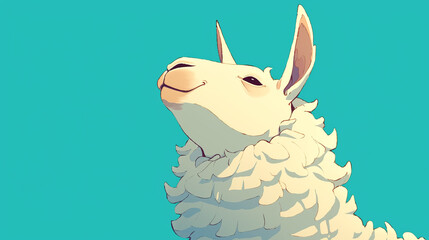 Fototapeta premium A cartoonish white sheep with a big smile on its face