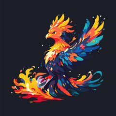 Brilliant Feathered Phoenix Vector Art