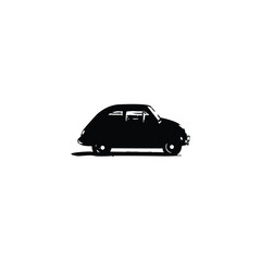 Fototapeta premium Silhouette vintage car on the white background. Vector illustration.
