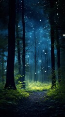 Obraz premium The Glowing Path Through the Enchanted Forest