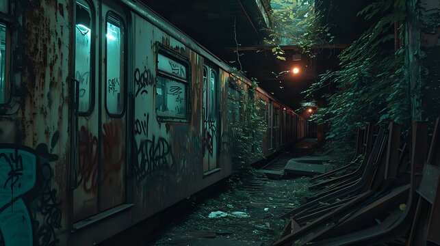 Subway Ghost Town Exploration./n