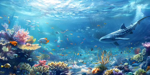 Marine Marvel: Underwater Landscape and Ocean Life, Oceanic Wonderland: Exploring Marine Life and...