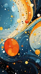 Obraz premium Colorful abstract painting with round shapes and flowing lines