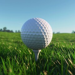 A 3D golf ball on a tee icon ready for the drive