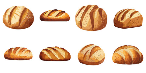 Vector illustration of multiple loaves of bread in watercolor style