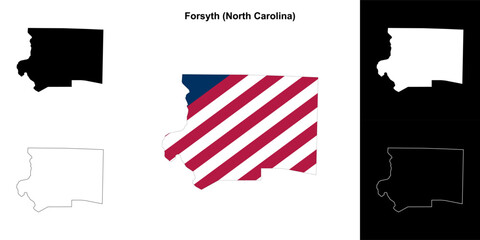 Forsyth County (North Carolina) outline map set - obrazy, fototapety, plakaty