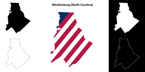 Mecklenburg County (North Carolina) outline map set