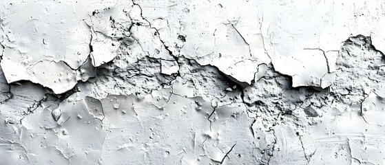 Aged Elegance: Textured White Wall with Cracks and Grey Accents. Concept Aged Elegance, Textured Wall, Cracks, Grey Accents, Vintage Feel