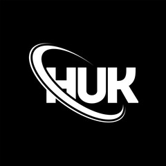 HUK logo. HUK letter. HUK letter logo design. Initials HUK logo linked with circle and uppercase monogram logo. HUK typography for technology, business and real estate brand. - obrazy, fototapety, plakaty