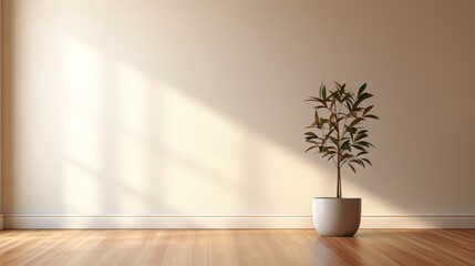 Fototapeta na wymiar Sunlight shining through a window onto a potted plant