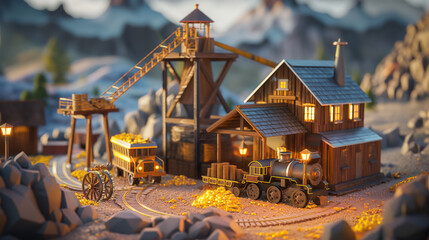 Gold mining isolation background, Illustration