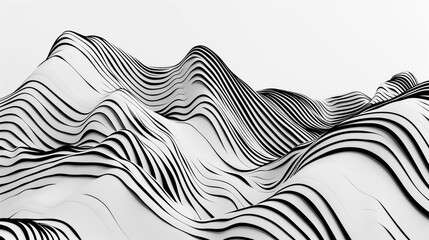 Black and White Wavy Lines Abstract Art Background