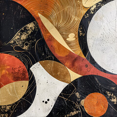 abstract geometric background with circles and stains, grunge design.