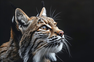 Obraz premium close-up of a bobcat, its tufted ears and bright eyes are the focus of the image