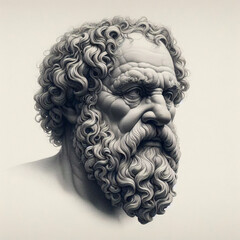Illustration of the sculpture of Socrates. The Greek philosopher. Socrates is a central figure in the history of Ancient Greek philosophy.