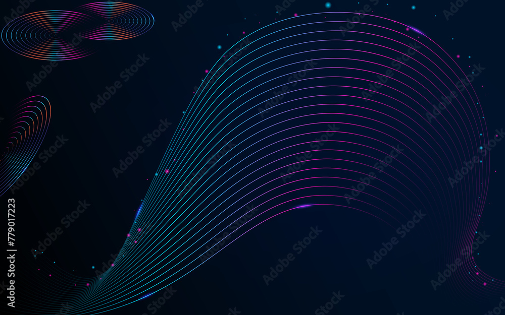 Poster abstract technology background with flowing gradient particles
