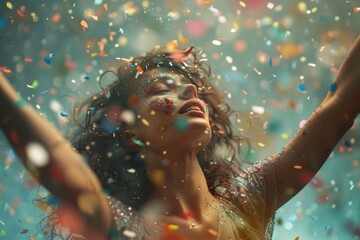 a photo of people celebrating with confetti 