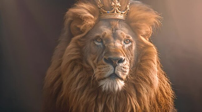 a mighty lion with a golden crown