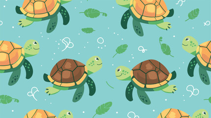 Turtle seamless pattern flat illustration vector gr