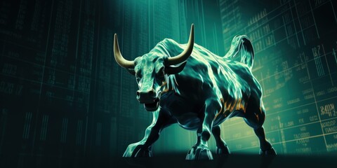 Teal stock market charts going up bull bullish concept, finance financial bank crypto investment growth background pattern with copy space for design 